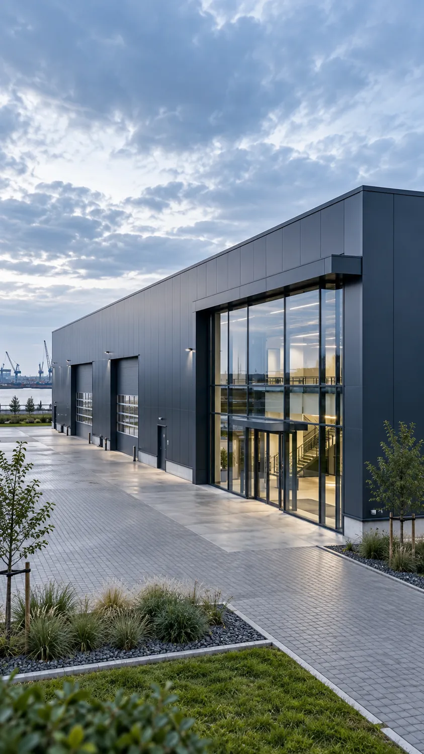Fertiggestellte Gewerbehalle